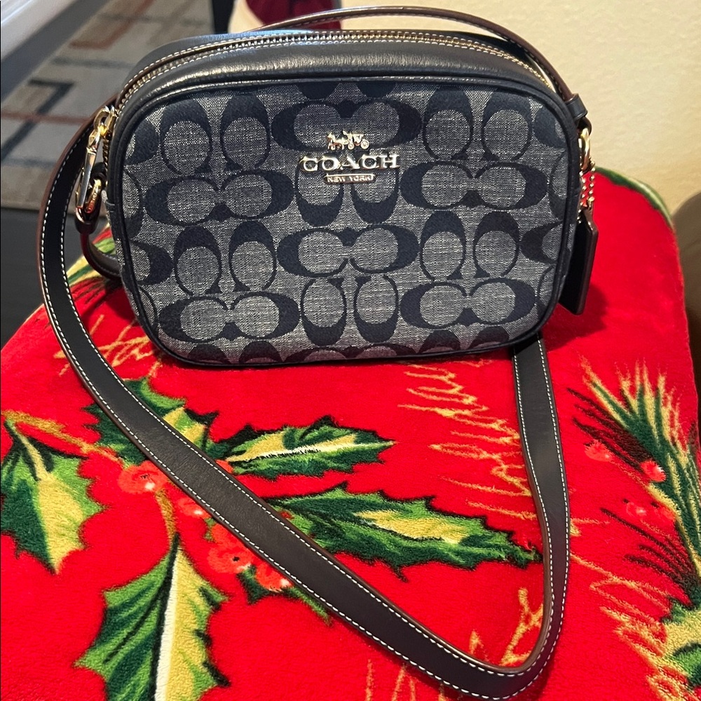 Coach Signature denim multi and gold Crossbody Bag